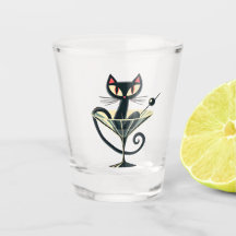 Martini de gato negro futurista atómico de la era