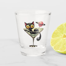 Martini de gato negro futurista atómico de la era