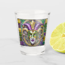 Máscara de Jester Mardi Gras verde dorado