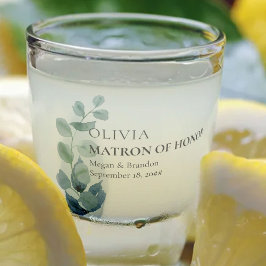 Vaso De Chupito Matrón de Honor Eucalyptus Greenery Personalizado 