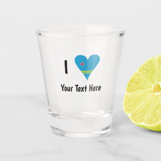 Vaso De Chupito Me encanta (bandera corazón de Aruba) Personalizad
