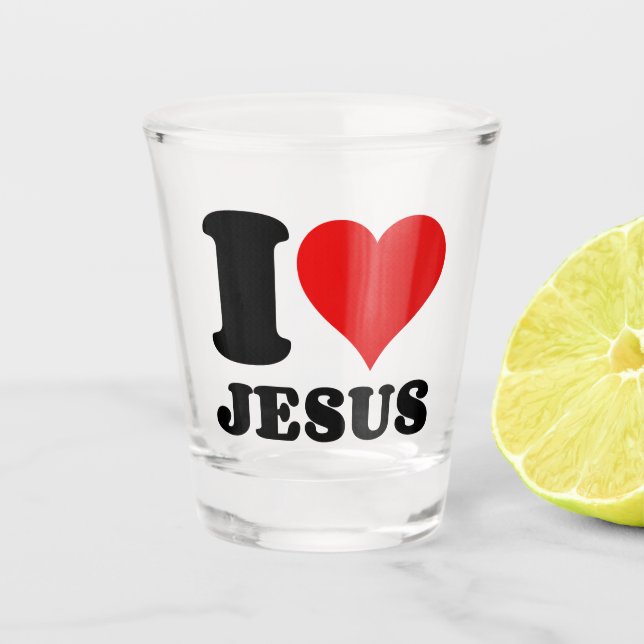 Vaso De Chupito me encanta la cita cristiana de Jesús (Anverso)