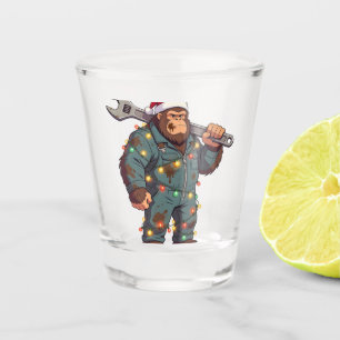 Vaso De Chupito Mecánico de Bigfoot Sasquatch Navidad Cuello Azul