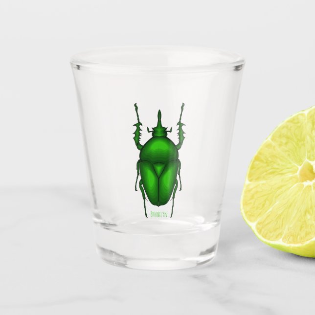 Vaso De Chupito Mecynorhina torquata bug cartoon illustration  (Anverso)