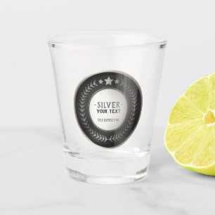 Vaso De Chupito MEDALLA DE PLATA Campeón IMPRESIÓN PERSONALIZADA e