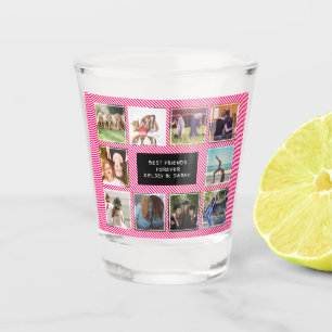 Vaso De Chupito Mejor Collage de fotos de amigos negro y rosado ra
