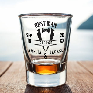Vaso De Chupito Mejor Hombre Personalizado Tuxedo Boda Favor Vidri