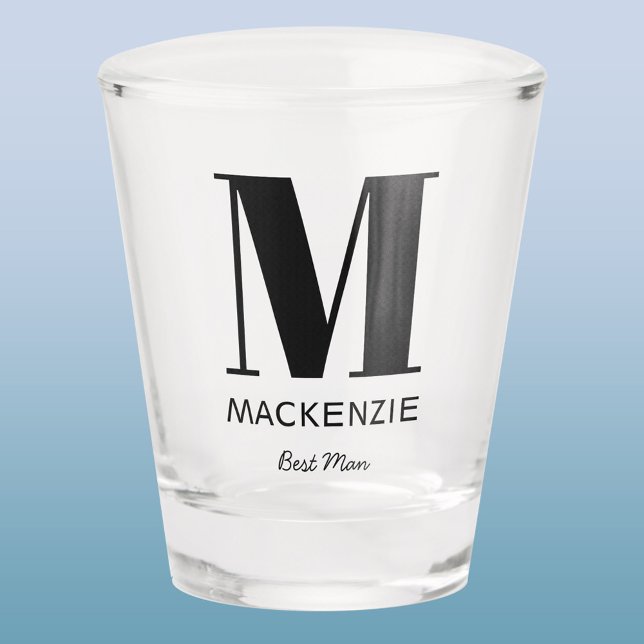 Vaso De Chupito Mejor Monograma de Hombre (Personalized monogram custom name best man keepsake wedding or bachelor party shot glass)