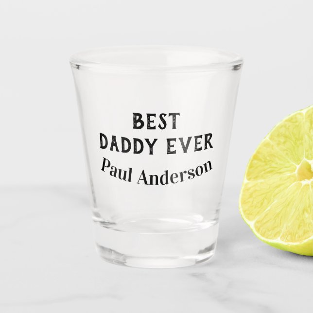Vaso De Chupito Mejor papá del mundo nombre en letra negrita texto (Anverso)