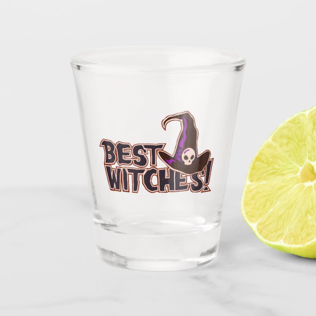 Vaso De Chupito Mejor tipografía de brujas Halloween Pun (Anverso)