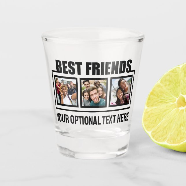 Vaso De Chupito Mejores fotos y texto del personalizado de Amigos (Anverso)