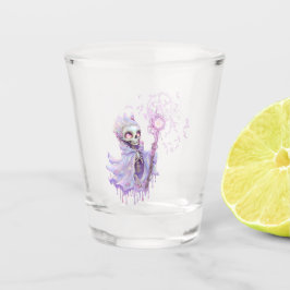 Vaso De Chupito Melodías mágicas del lindo esqueleto morado.