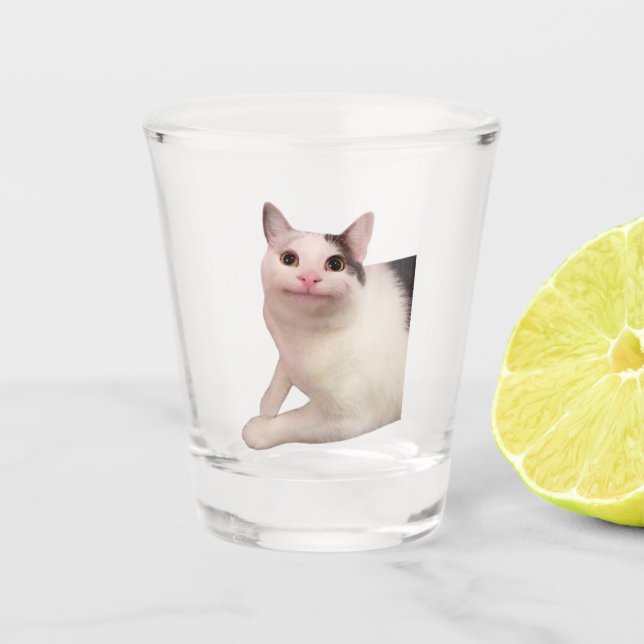 Vaso De Chupito Meme de gato con cuerpo de vidrio caliente (Anverso)