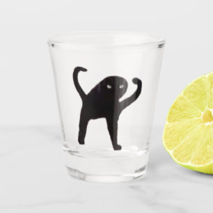 Vaso De Chupito Meme de gato maldecido con vidrio caliente