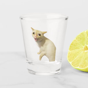 Vaso De Chupito Meme de gato para toser de vidrio caliente