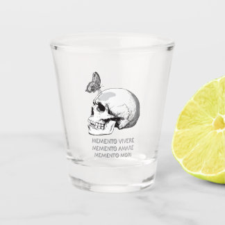 VASO DE CHUPITO MEMENTO VIVERE • MEMENTO AMARE • MEMENTO MORI