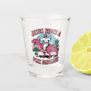 Vaso De Chupito Memes Divertidos de Jesús, Jesús Monta un Dinosaur