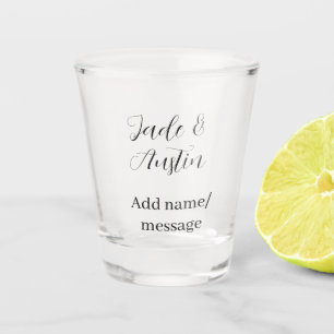 Vaso De Chupito Mensaje de nombre de pareja de boda fecha romántic