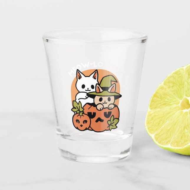 Vaso De Chupito Meow-Loween - Diseño festivo de gatos de Halloween (Anverso)