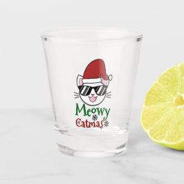 Vaso De Chupito Meowy Catmas Navidades Santa Cat Con Gafas De Sol