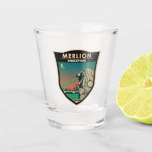Vaso De Chupito Merlion Singapore Travel Vintage Art