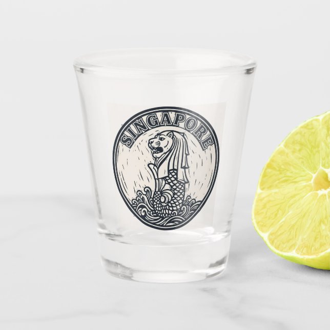 Vaso De Chupito Merlion Singapur (Anverso)