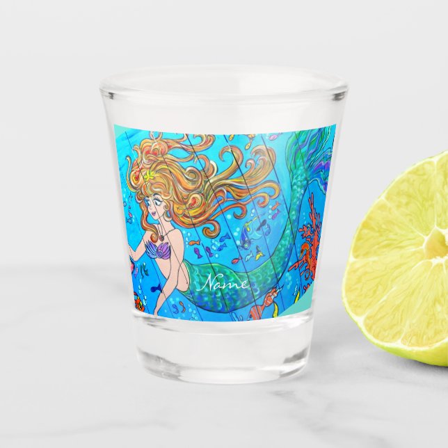 Vaso De Chupito Mermaid subacuática de cabeza roja Thunder_ Cove (Anverso)