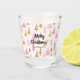 Vaso De Chupito Merry Christmas Gold Pink Tree