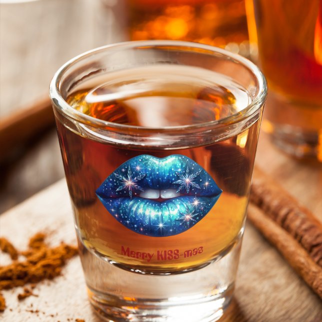 Vaso De Chupito Merry KISS-mas Sparkling Blue Snowflake Lips (Subido por el creador)