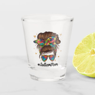 Vaso De Chupito Messy Bun Orgulloso Autismo Mamá