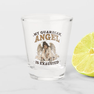 Vaso De Chupito Mi ángel de la guarda está exhausto Gráfico vintag