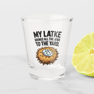 Vaso De Chupito Mi Latke trae a todos los judíos al Yard Hanukkah