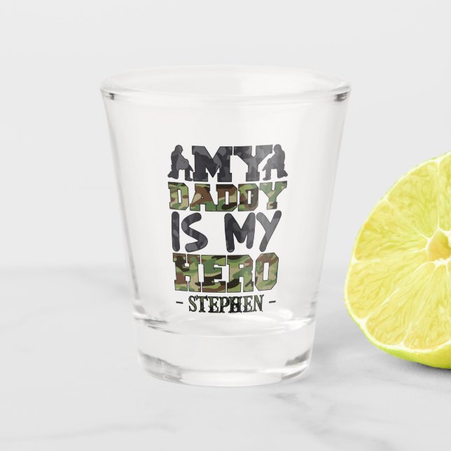 Vaso De Chupito Mi papá es mi héroe - Cartas de camuflaje (Anverso)