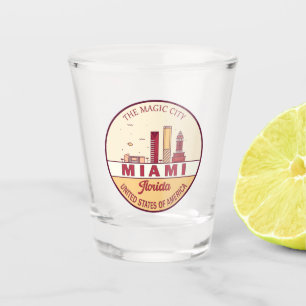 Vaso De Chupito Miami Florida City Skyline Emblem