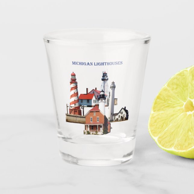 Vaso De Chupito Michigan Lighthouses copos de vidrio (Anverso)