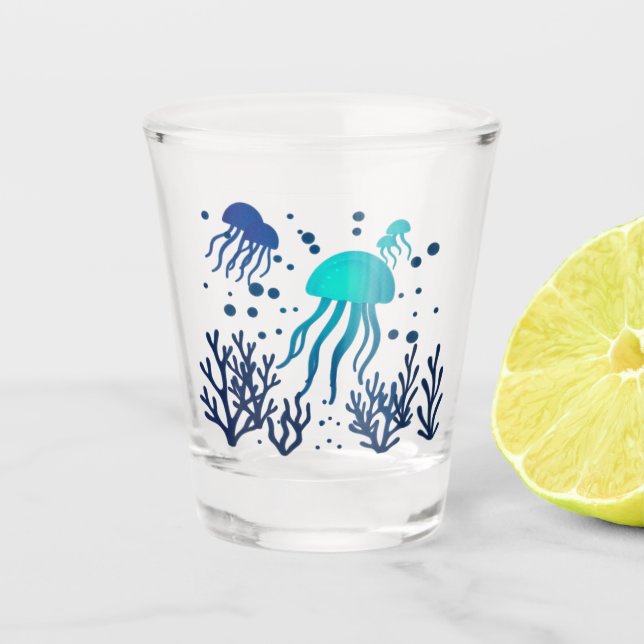 Vaso De Chupito Midnight Jelly | Glowing Ocean Shot Glass Design (Anverso)