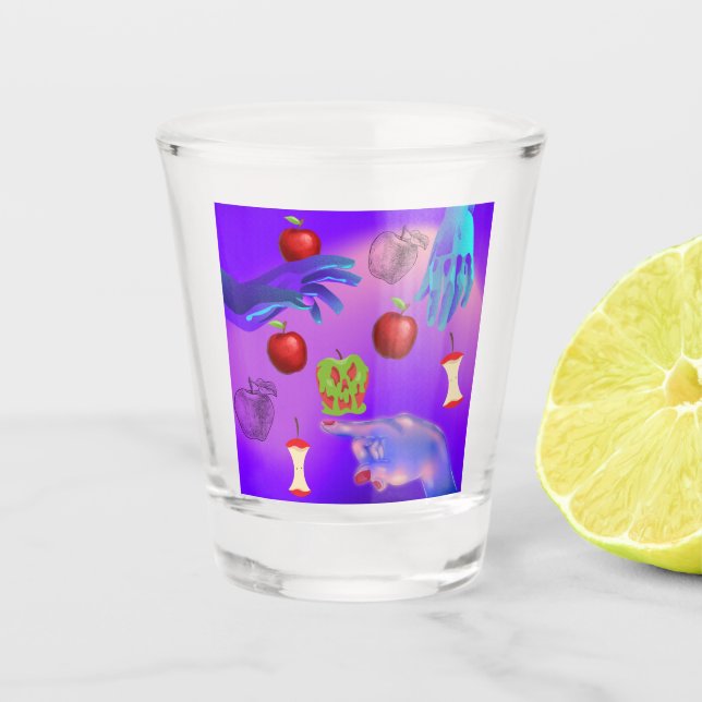 Vaso De Chupito Mikitiez calavera roja veneno de manzana tóxica ve (Anverso)