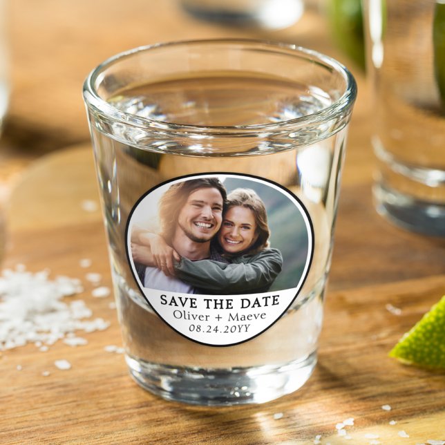 Vaso De Chupito Mínima foto moderna blanco negro salva la fecha (Subido por el creador)