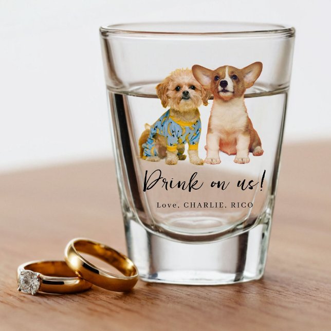 Vaso De Chupito Minimalist Dog Pet Photo Wedding  (Subido por el creador)