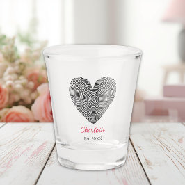 Vaso De Chupito Minimalist Heart Fingerprint Personalized Name 
