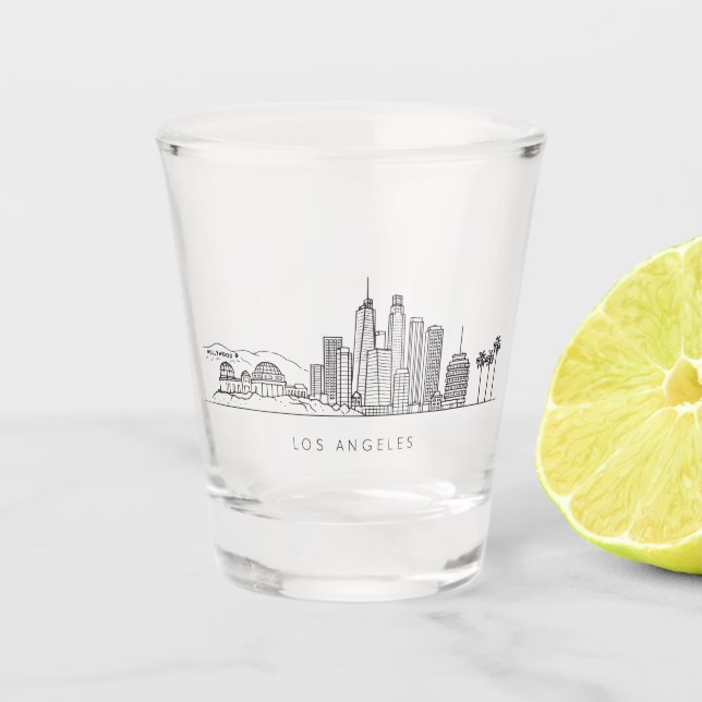 Vaso De Chupito Minimalist Los Angeles Skyline Illustration (Anverso)