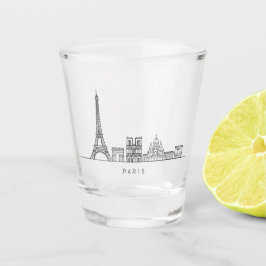 Vaso De Chupito Minimalist Paris Skyline Line Art