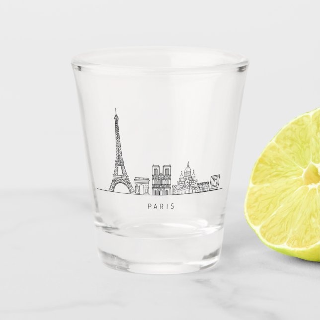 Vaso De Chupito Minimalist Paris Skyline Line Art (Anverso)