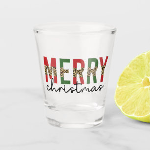 Vaso De Chupito Minimalista impresión de leopardo navideño moderno