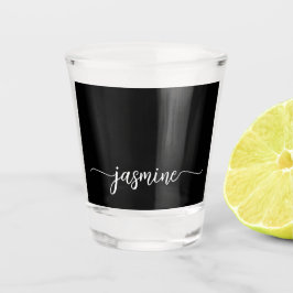Vaso De Chupito Minimalista Simple Letra Negra Monograma Femenina