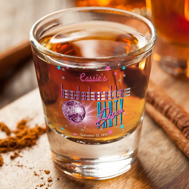 Vaso De Chupito Mirabolante Baile Disco de Espejos de Luces Neón E (Retro 70's Neon Look Disco Ball Bachelorette Party Shot Glass)