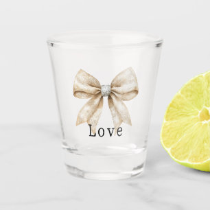 Vaso De Chupito Moda Cream White Silver Glam Bow Love