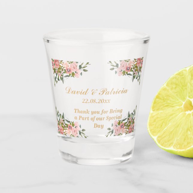 Vaso De Chupito Moda Favoritos de boda rosados modernos para invit (Anverso)