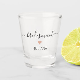 Vaso De Chupito Moda moderna Script Bridesmaid nombre corazón