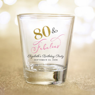 Vaso De Chupito Moda Oro Rosa 80.º Favor de la Fiesta de Cumpleaño